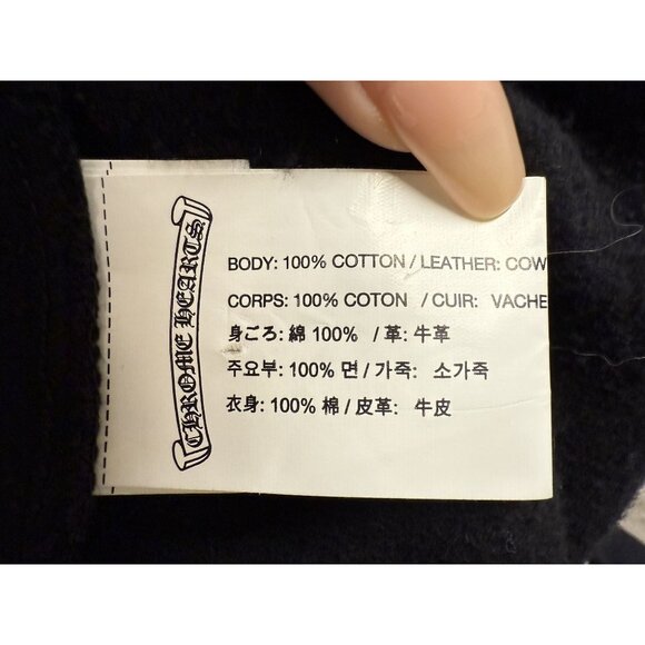 Chrome Hearts Black Hoodie W/ Leather Sleeves & Gothic Cross Details Full Zip Co - Picture 9 of 16